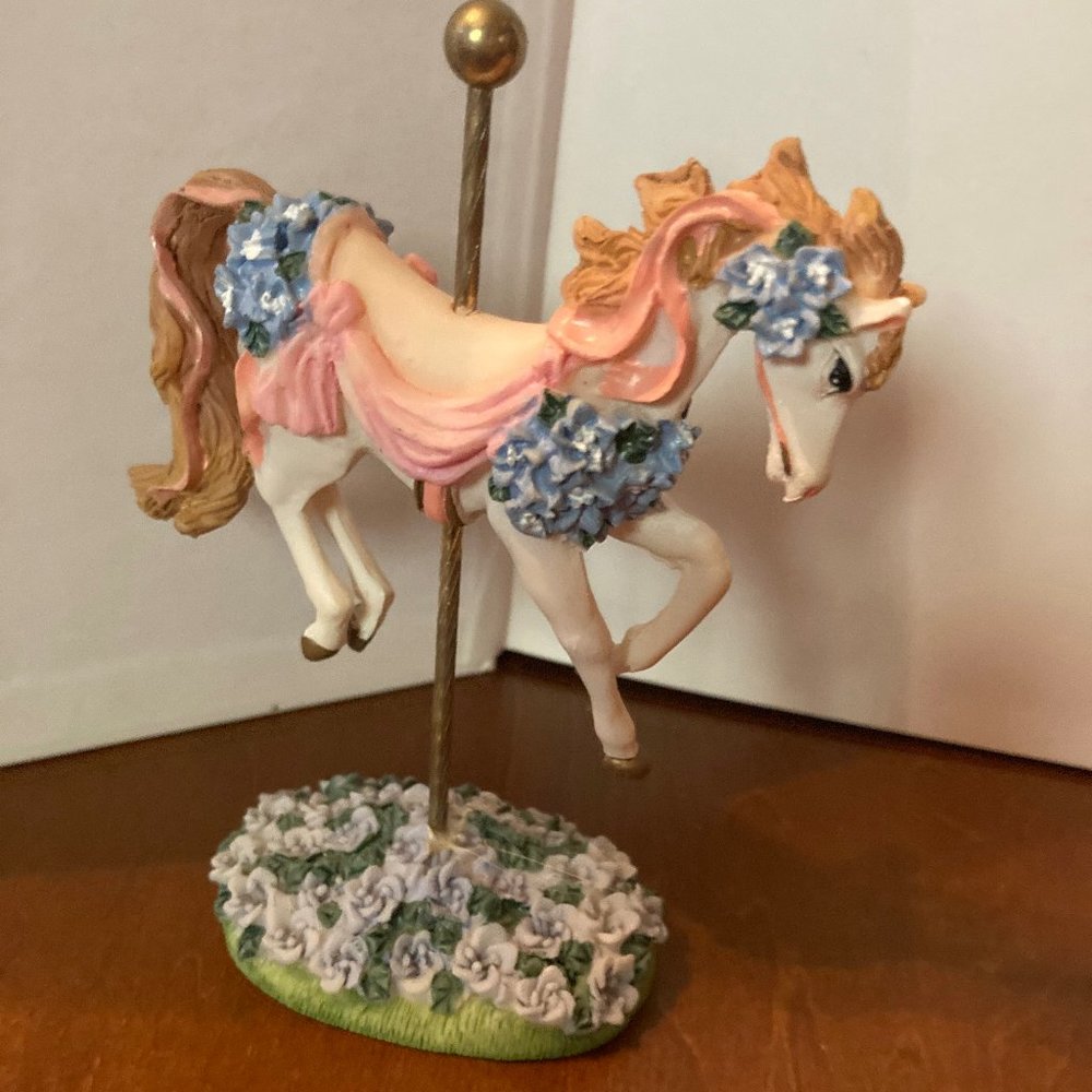 CAROUSEL CREATIONS HORSES BRASS POLE WITH FLOWERS